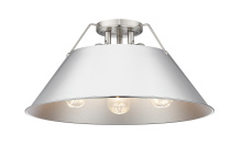 Golden 3306-3FM PW-CH - Yep by Golden Lighting Orwell 3-light Flush Mount in Pewter and Chrome shade